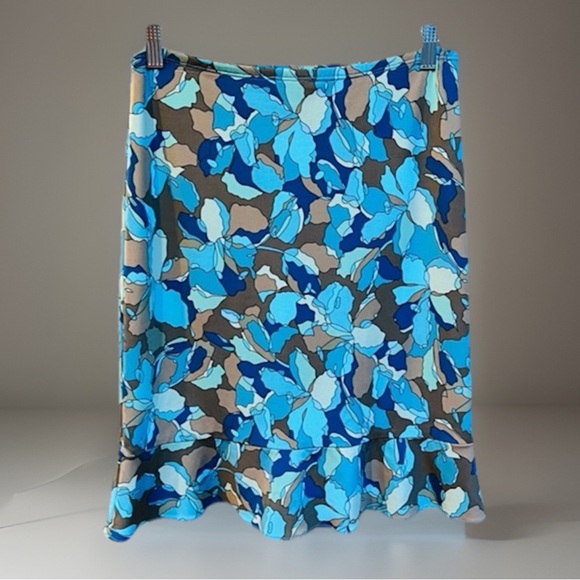 Floral Blue and Brown BCBG Maxazria XS Skirt - Picture 1 of 5